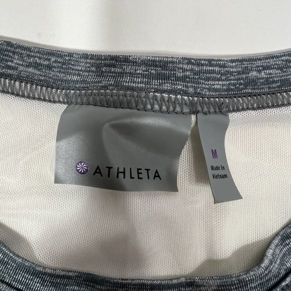 Athleta Utopia Mesh Back Wrap Split Side T-shirt Space Dye Gray Green Women's M - Picture 3 of 3